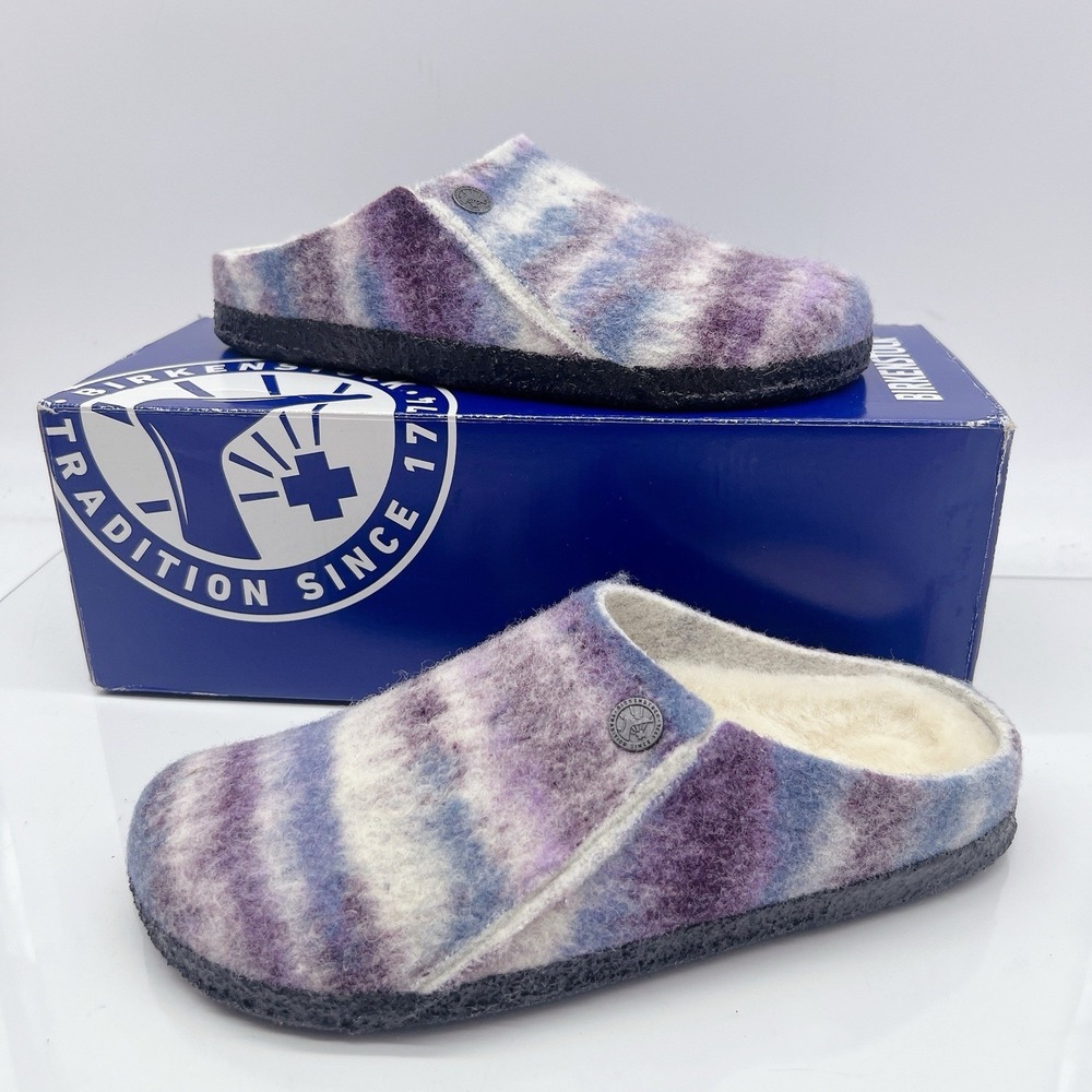 Birkenstock Zermatt Shearling Womens Slipper Slide Clogs White Purple EU 36 US 5